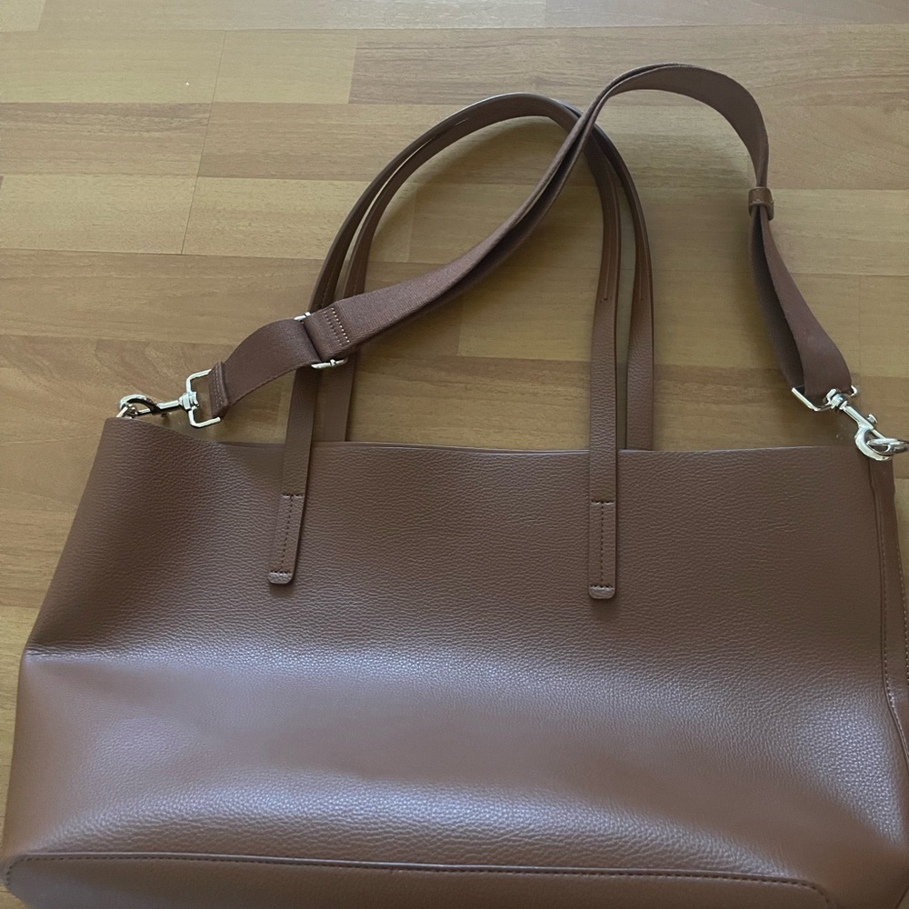 Elegant Brown Imitation Leather Tote Bag